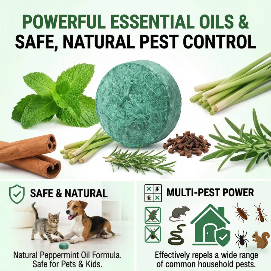 VezenMira™ 🟢 Natural Peppermint Rodent Repellent Tablets – 10 Pack.