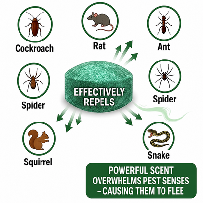 VezenMira™ 🟢 Natural Peppermint Rodent Repellent Tablets – 10 Pack.