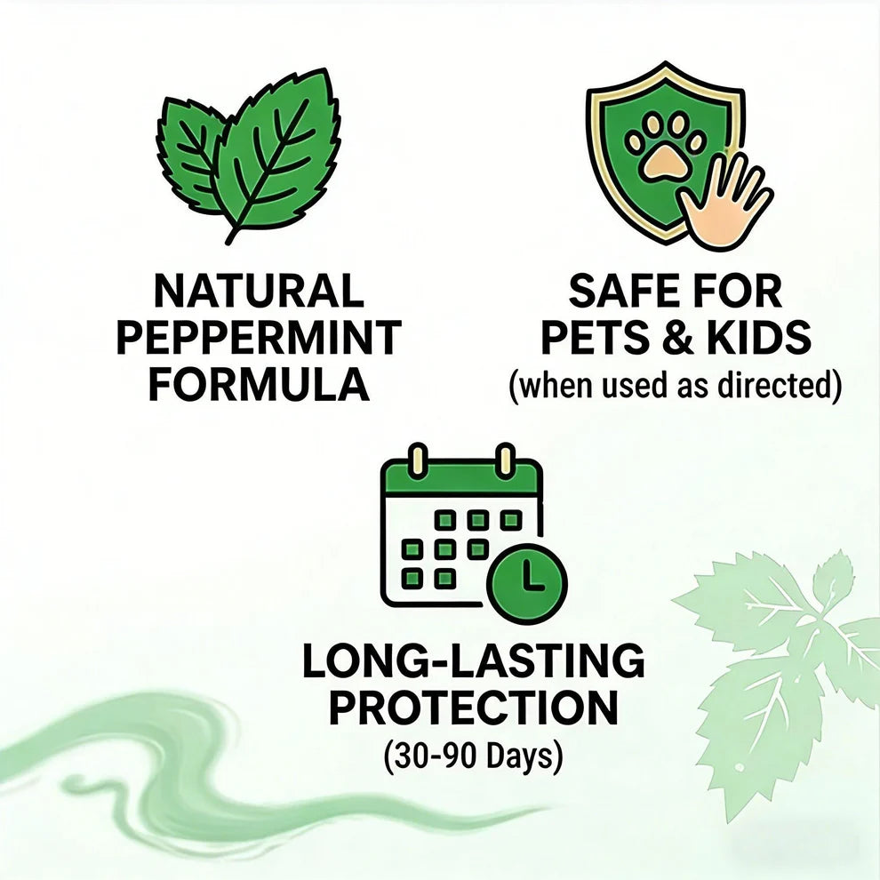 VezenMira™ 🟢 Natural Peppermint Rodent Repellent Tablets – 10 Pack.